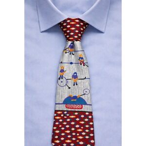 Save the Children Ice Time Hockey Silk Tie Red Blue Novelty Sports Vintage Y2K